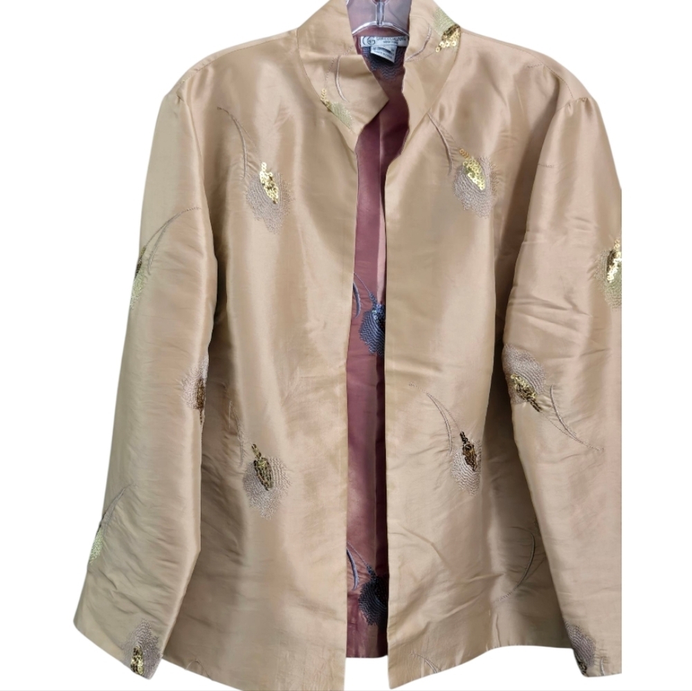 Grace Chuang Tan / Rust Reversible  Jacket with Structured Collar, Large
